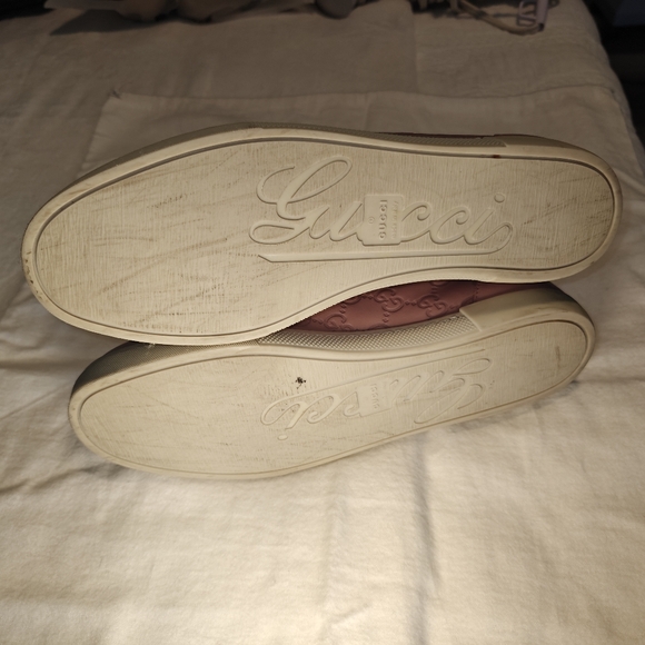 $750 Women's Gucci Leather High Top Sneakers Guccissima Nude Pink Sz 39.5 - Picture 10 of 10